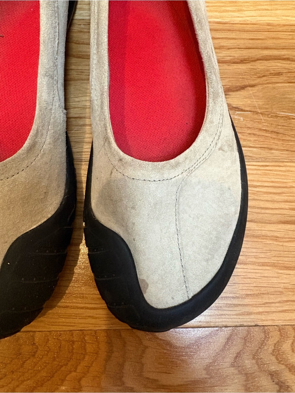 Camper Beige Suede Ballet Flats with Black Rubber Toe - Picture 2 of 8